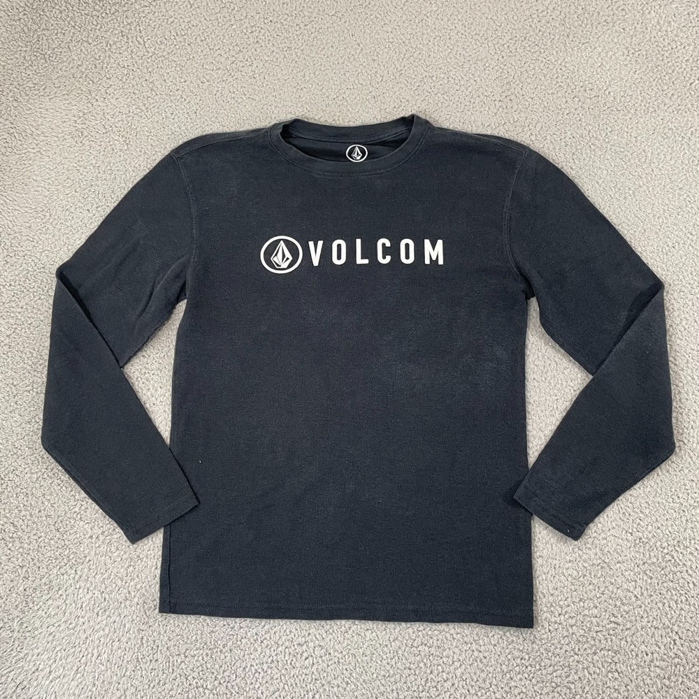 Volcom Thermal Shirt Men M Black Emo Grunge Skater Long Sleeve